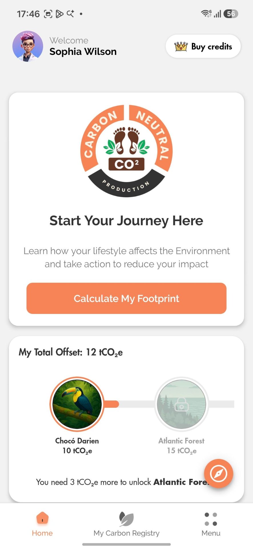 Home dashboard — Start your journey