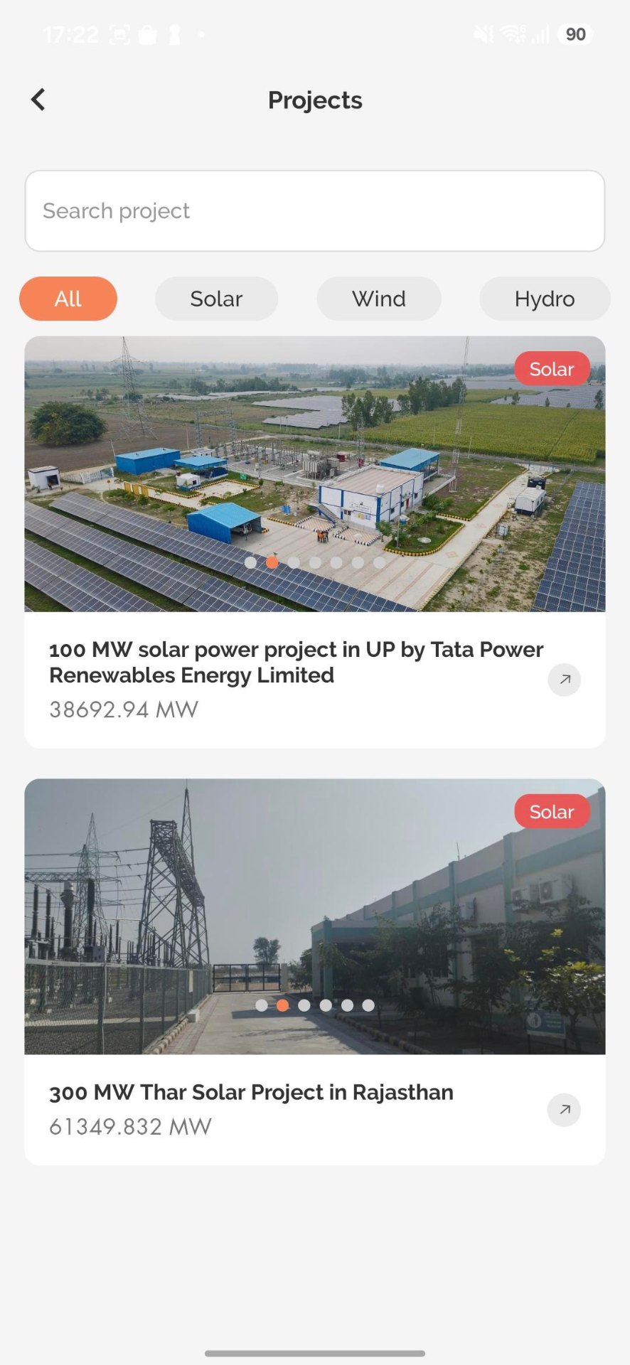 Verified renewable projects