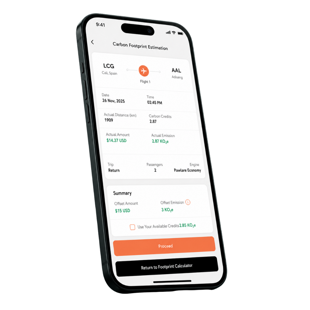 IntelliGrid mobile app Carbon Footprint Estimation details screen